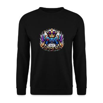 King of Gaming - Controller and Crown Illustration - Unisex Sweatshirt - black - Front - Alina (178cm) & Michal (187cm)