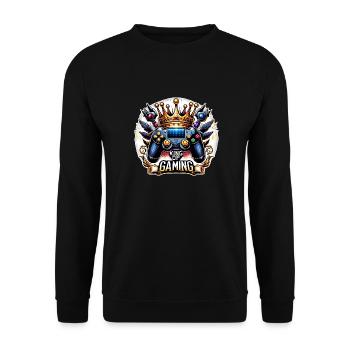 King of Gaming - Controller and Crown Illustration - Unisex Sweatshirt - black - Front - Alina (178cm) & Michal (187cm)