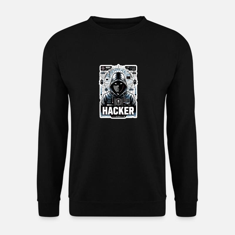 Hacker - Illustration - Unisex Pullover - Schwarz