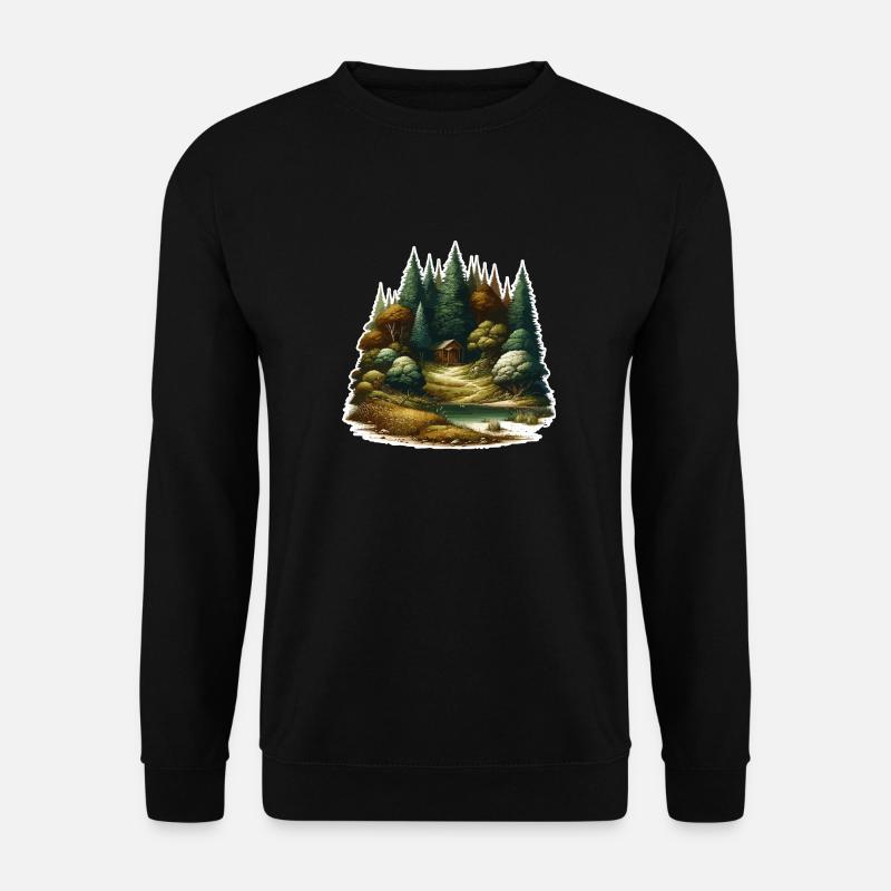 Landschaft - Illustration - Unisex Pullover - Schwarz