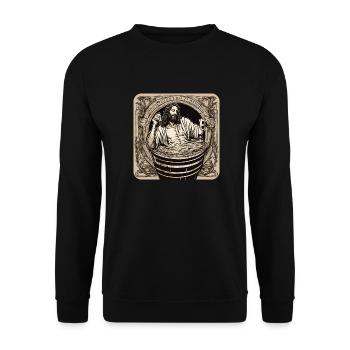 Jesus badet im Bier - Unisex Pullover - Schwarz - Vorne - Alina (178cm) & Michal (187cm)