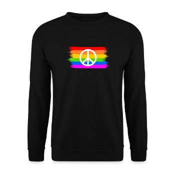 Peace sign on LGBT rainbow banner - Unisex Sweatshirt - black - Front - Alina (178cm) & Michal (187cm)