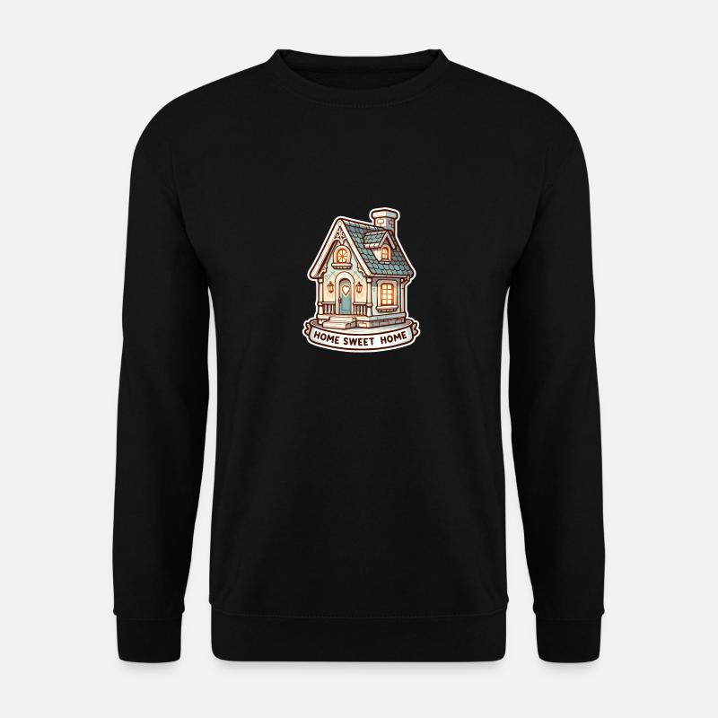 Home Sweet Home - Haus Illustration - Unisex Pullover - Schwarz