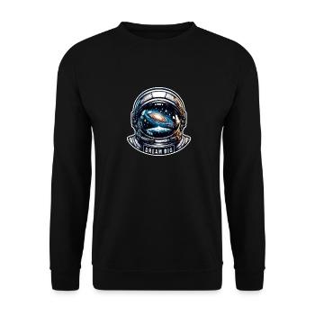 Dream Big - Astronaut Illustration - Unisex Pullover - Schwarz - Vorne - Alina (178cm) & Michal (187cm)