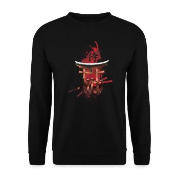 Japan Samurai Vintage Streetwear - Unisex Sweatshirt - black - Front - Alina (178cm) & Michal (187cm)