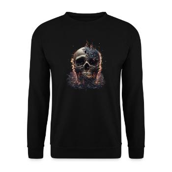 Skull And Bones Baptised In Flames III - Unisex Sweatshirt - black - Front - Alina (178cm) & Michal (187cm)