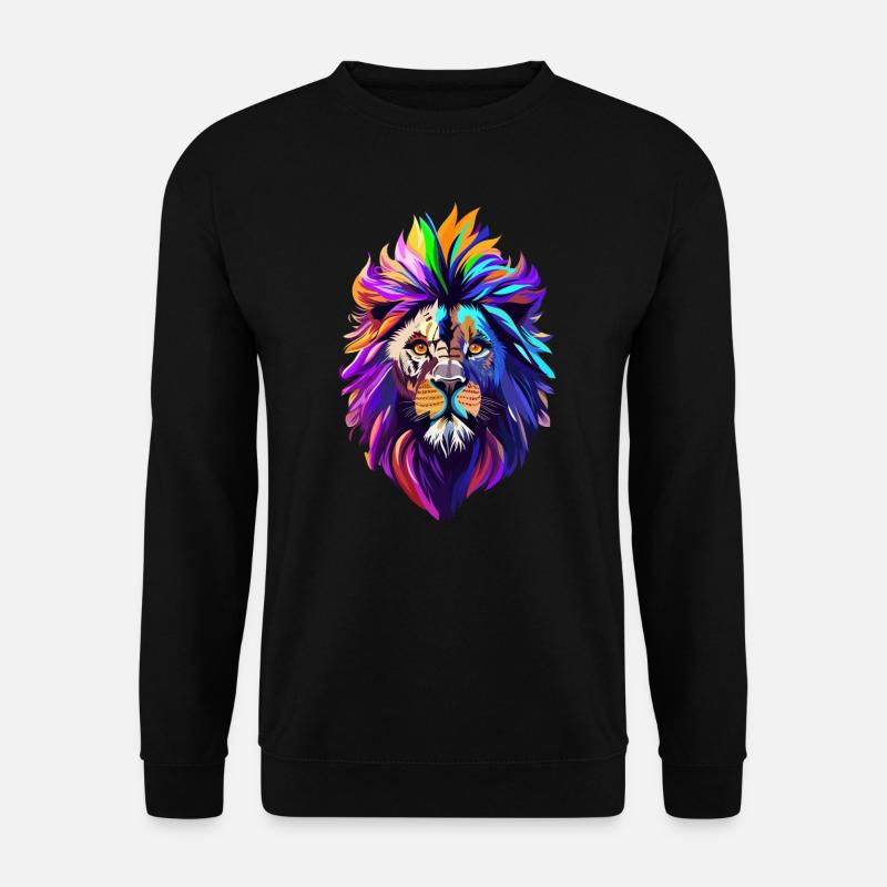 Bunter Löwenkopf Löwen Portrait Astrologie - Unisex Pullover - Schwarz