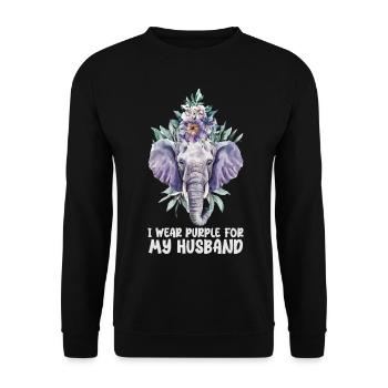 I Wear Purple For My Husband, Alzheimers Awareness - Sweat-shirt Unisexe - noir - Devant - Alina (178cm) & Michal (187cm)