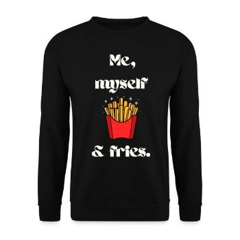 Me myself and fries- Pommes - Unisex Pullover - Schwarz - Vorne - Alina (178cm) & Michal (187cm)