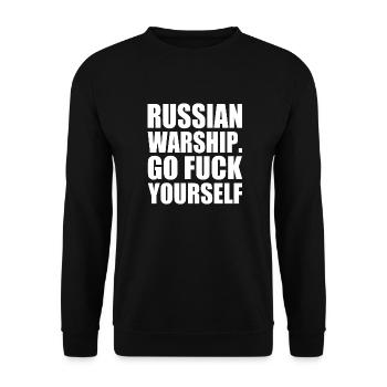 russian warship go f yourself - Unisex Pullover - Schwarz - Vorne - Alina (178cm) & Michal (187cm)