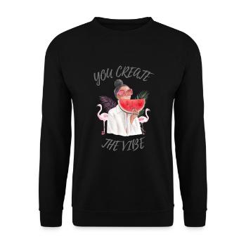 create the vibe - Unisex Pullover - Schwarz - Vorne - Alina (178cm) & Michal (187cm)