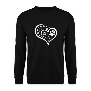 Herz mit Pfoten und Sternen - Unisex Pullover - Schwarz - Vorne - Alina (178cm) & Michal (187cm)