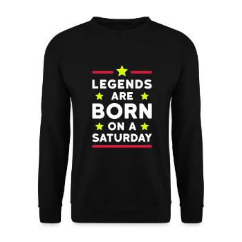 Legends are born on a Saturday (lines, stars) - Unisex Sweatshirt - black - Front - Alina (178cm) & Michal (187cm)