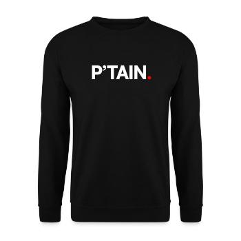 P'TAIN | Reaktion des minimalistischen Humors - Unisex Pullover - Schwarz - Vorne - Alina (178cm) & Michal (187cm)