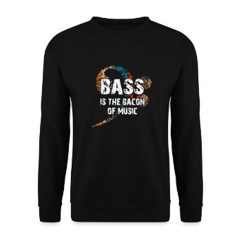 La basse est le bacon de la musique - Clef de basse - Sweat-shirt Unisexe - noir - Devant - Alina (178cm) & Michal (187cm)