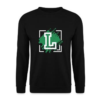 Buchstabe [L] Graffiti - Unisex Pullover - Schwarz - Vorne - Alina (178cm) & Michal (187cm)
