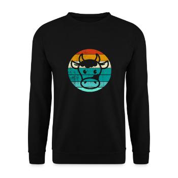 Kuh Gesicht Lustig Bauernhof Almabtrieb Viehscheid - Unisex Pullover - Schwarz - Vorne - Alina (178cm) & Michal (187cm)