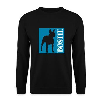 Boston Terrier Bostie Grafik mit Schriftzug - Unisex Pullover - Schwarz - Vorne - Alina (178cm) & Michal (187cm)
