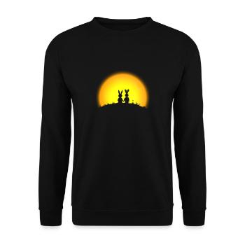 hase kaninchen Karnickel häschen bunny liebe - Unisex Pullover - Schwarz - Vorne - Alina (178cm) & Michal (187cm)