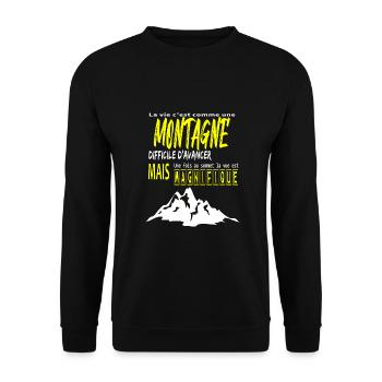Life is like a mountain - Unisex Sweatshirt - black - Front - Alina (178cm) & Michal (187cm)