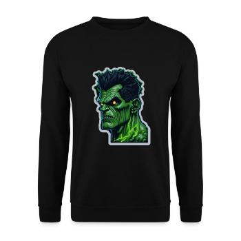 Green Monster Halloween - Unisex Sweatshirt - black - Front - Alina (178cm) & Michal (187cm)