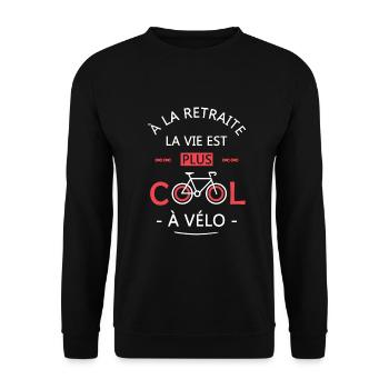 retraite la vie est plus cool à vélo cadeau Vélo - Sweat-shirt Unisexe - noir - Devant - Alina (178cm) & Michal (187cm)