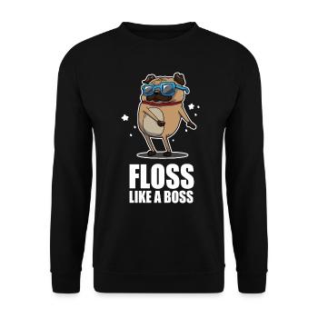 Floss Like A Boss Dance Pug Mops Design - Unisex Pullover - Schwarz - Vorne - Alina (178cm) & Michal (187cm)