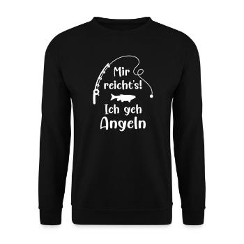 Angler Fisch Angelrute Mir reichts Ich geh angeln - Unisex Pullover - Schwarz - Vorne - Alina (178cm) & Michal (187cm)