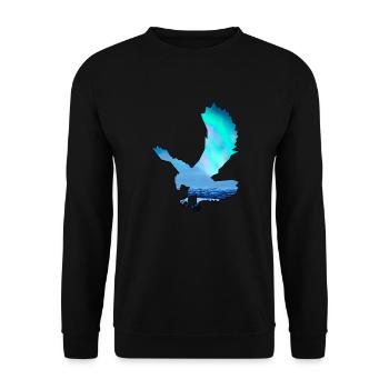 Nordlichter in der Kontur des Adlers - Unisex Pullover - Schwarz - Vorne - Alina (178cm) & Michal (187cm)