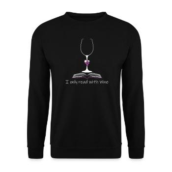 Ich lese nur beim Wein - Unisex Pullover - Schwarz - Vorne - Alina (178cm) & Michal (187cm)