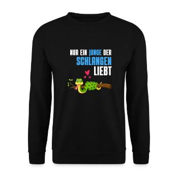 Reptilien Jungs Tierliebhaber Geschenk Schlange - Unisex Pullover - Schwarz - Vorne - Alina (178cm) & Michal (187cm)