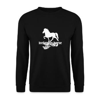Icelandic Horse: Icelandic Horse Horse Pony Merch - Unisex Sweatshirt - black - Front - Alina (178cm) & Michal (187cm)