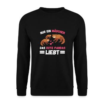 China Zoo Tier Mädchen Geschenk Roter Panda - Unisex Pullover - Schwarz - Vorne - Alina (178cm) & Michal (187cm)