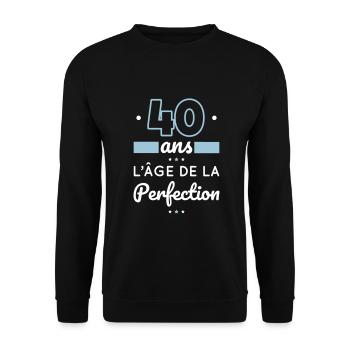 Anniversaire 40 ans - 40 ans âge de la perfection - Sweat-shirt Unisexe - noir - Devant - Alina (178cm) & Michal (187cm)