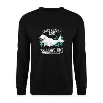 Ozean Tierliebhaber Beluga Wal Geschenk Beluga - Unisex Pullover - Schwarz - Vorne - Alina (178cm) & Michal (187cm)