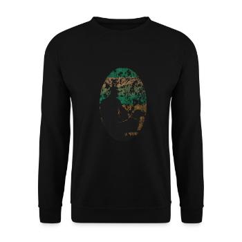 Silhouetten von Hund und Herrchen - Unisex Pullover - Schwarz - Vorne - Alina (178cm) & Michal (187cm)