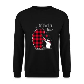 Big Brother Bear - Unisex Pullover - Schwarz - Vorne - Alina (178cm) & Michal (187cm)