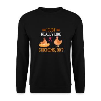 Farm Animal Farmer Gift Funny Chicken - Unisex Sweatshirt - black - Front - Alina (178cm) & Michal (187cm)