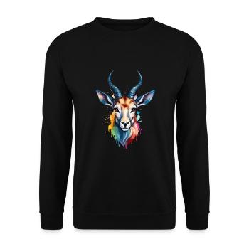 Antilope Bunter Vogel Cooles Aquarell - Unisex Pullover - Schwarz - Vorne - Alina (178cm) & Michal (187cm)