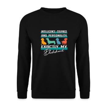 Intelligence, courage, personality - my dachshund - Unisex Sweatshirt - black - Front - Alina (178cm) & Michal (187cm)