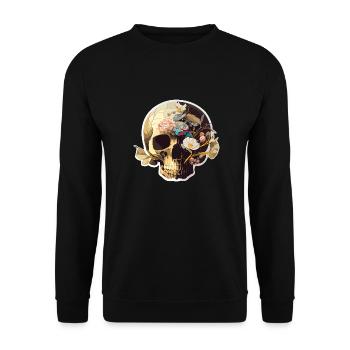 Crâne humain et fleurs 19 - Sweat-shirt Unisexe - noir - Devant - Alina (178cm) & Michal (187cm)