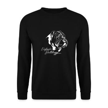 ENGLISH BULLDOG Dog portrait Wilsigns - Unisex Sweatshirt - black - Front - Alina (178cm) & Michal (187cm)