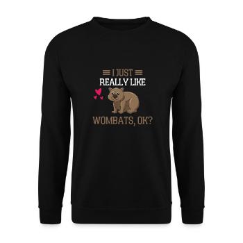 Ich mag einfach Wombats Lustiges Geschenk Wombat - Unisex Pullover - Schwarz - Vorne - Alina (178cm) & Michal (187cm)