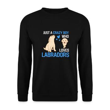Nur ein verrückter Junge Hunde Geschenk Labrador - Unisex Pullover - Schwarz - Vorne - Alina (178cm) & Michal (187cm)