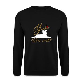 Yorkie was sonst? Yorkshire Terrier - Unisex Pullover - Schwarz - Vorne - Alina (178cm) & Michal (187cm)