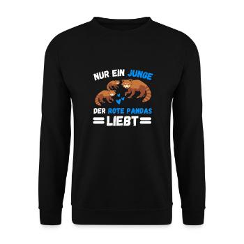 Chinesisches Tier Jungs Geschenk Roter Panda - Unisex Pullover - Schwarz - Vorne - Alina (178cm) & Michal (187cm)