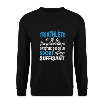 Triathlète triathlon sport passion. Cadeau humour - Sweat-shirt Unisexe - noir - Devant - Alina (178cm) & Michal (187cm)