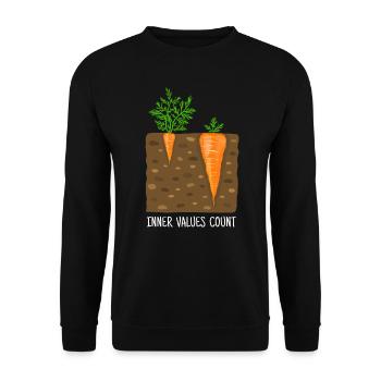 Karotte, Karotten, Möhre, innere Werte, Vergleich - Unisex Pullover - Schwarz - Vorne - Alina (178cm) & Michal (187cm)