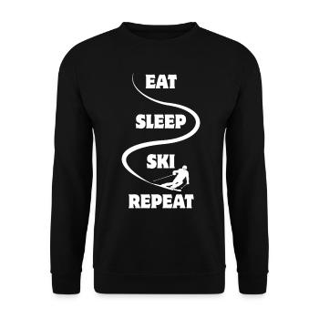 Eat Sleep Ski Repeat - Ski - Ski - Unisex Sweatshirt - black - Front - Alina (178cm) & Michal (187cm)
