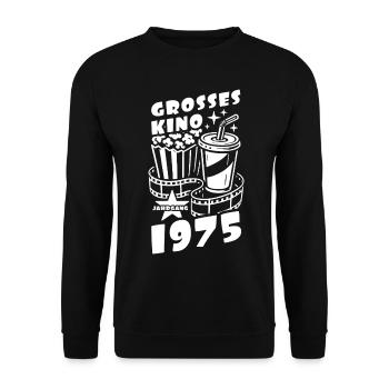 Großes Kino 1975 Geburtstag Geschenk - Unisex Pullover - Schwarz - Vorne - Alina (178cm) & Michal (187cm)